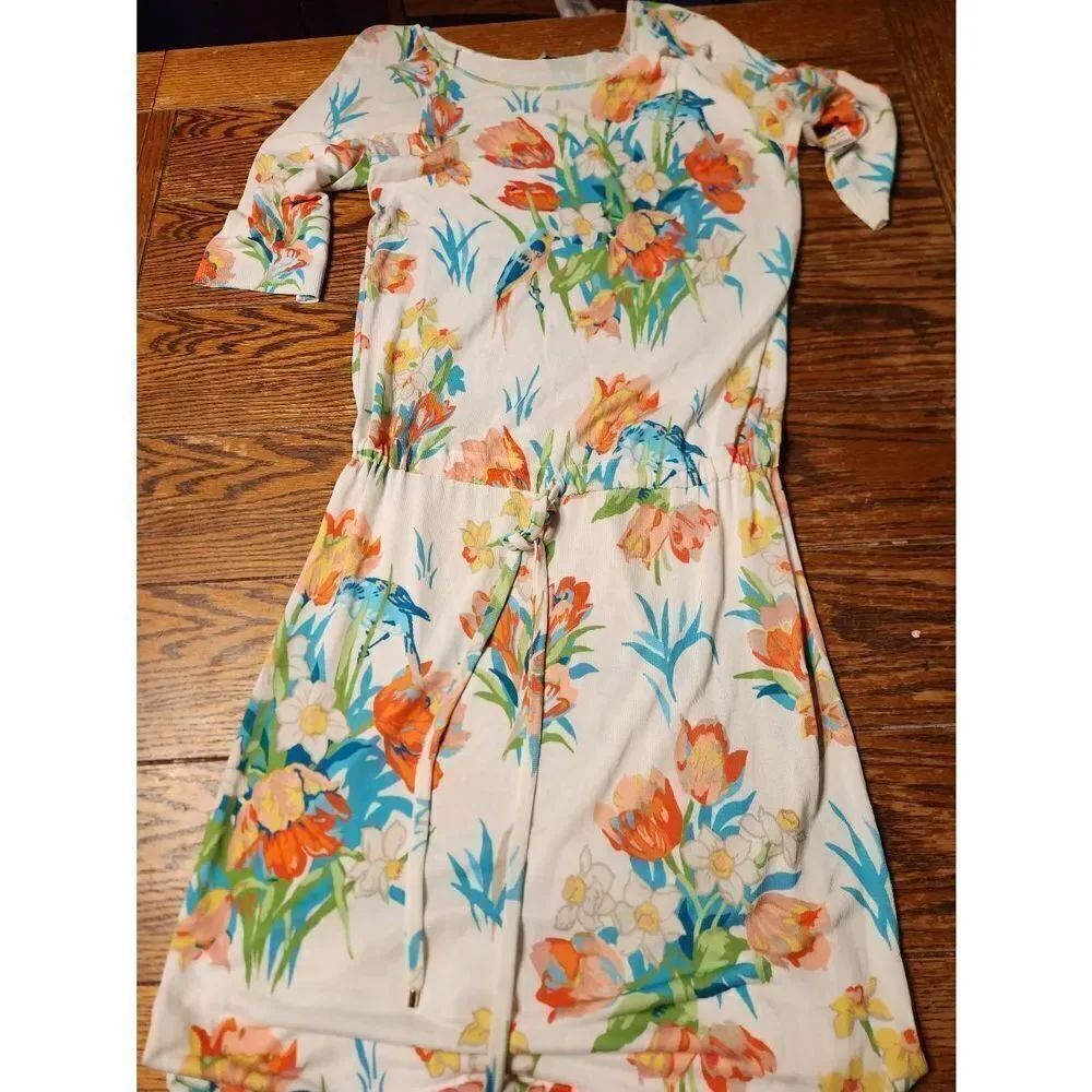 Blumarine drop waist bright floral dress